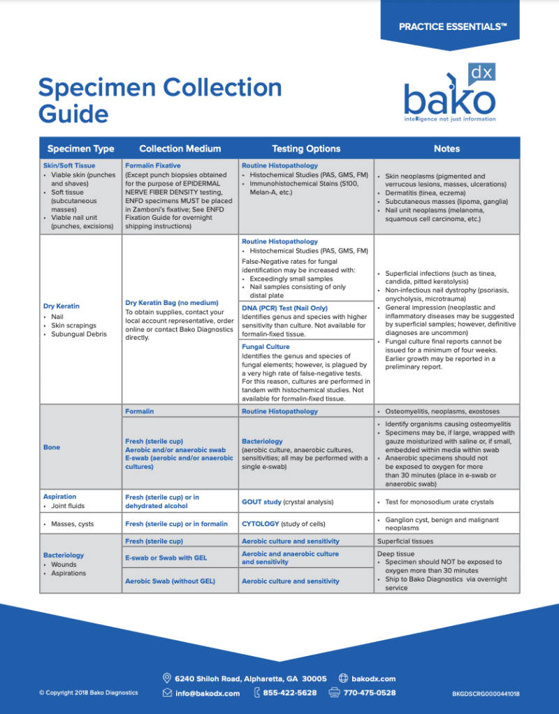 Nail Histopathology | Specimen Testing - Bako Diagnostics